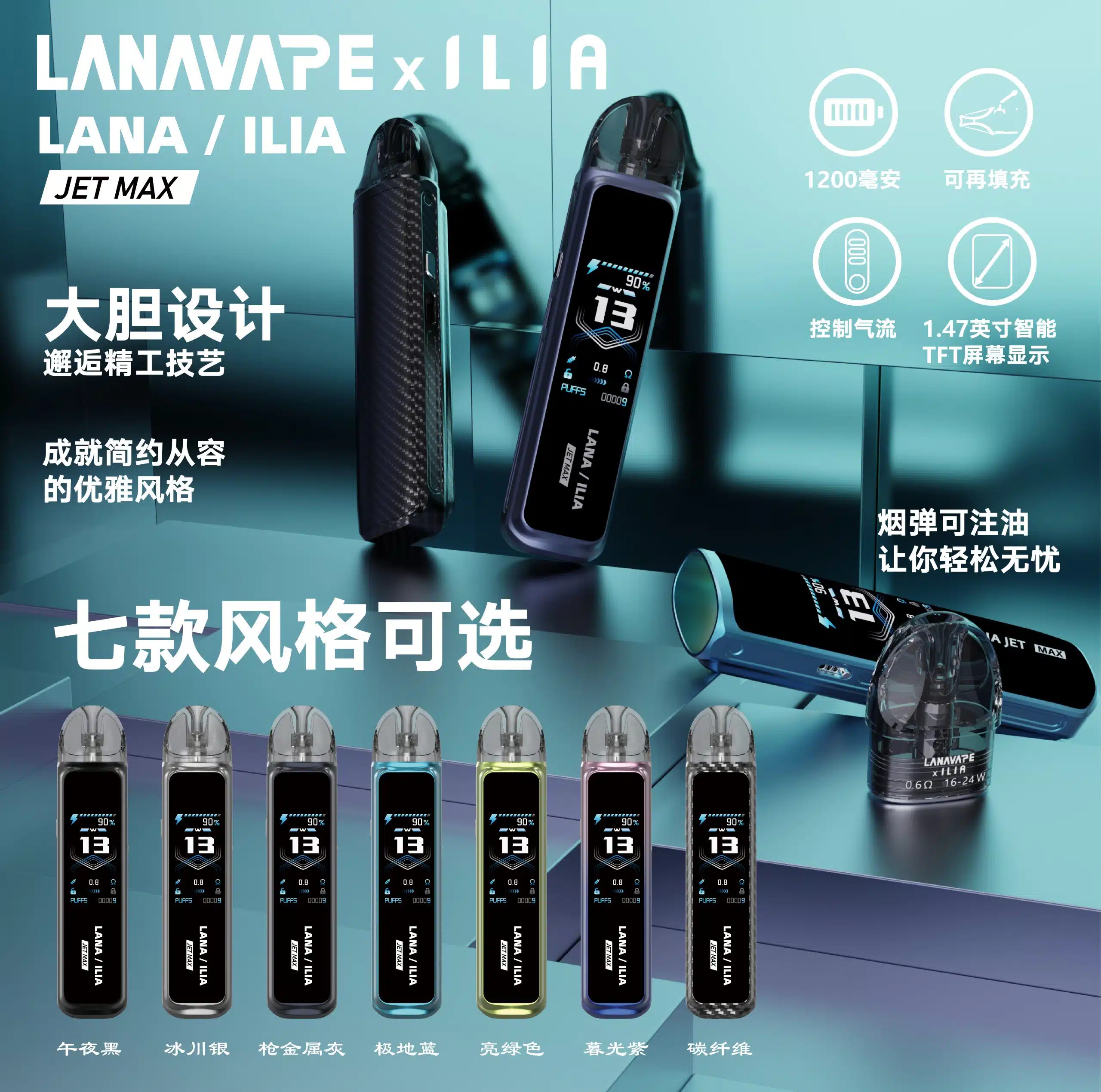 LANAVAPE註油設備 LANA JET MAX 側注油式主機套裝|智能顯示屏