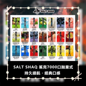 21種口味|SALT SHAQ 鯊克 7000 Puffs拋棄式電子煙#超長續航#